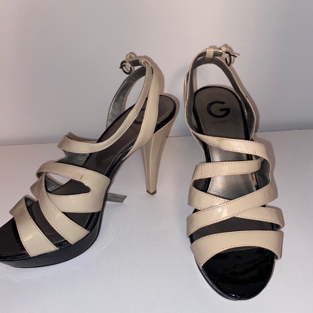 Beige and black Guess heels